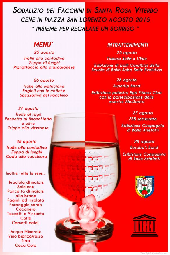 Cene in Piazza con i Facchini di Santa Rosa.